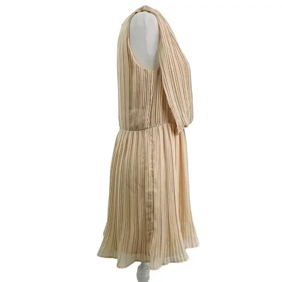ASOS Cream Pleated Faux Wrap Bodice Sleeveless Grecian Dress Fit & Flare 6 - Picture 3 of 13